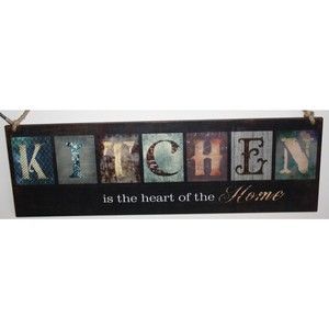 Kitchen Wall Decor Hanging "Kitchen is the heart of the home" Plaque Colorful